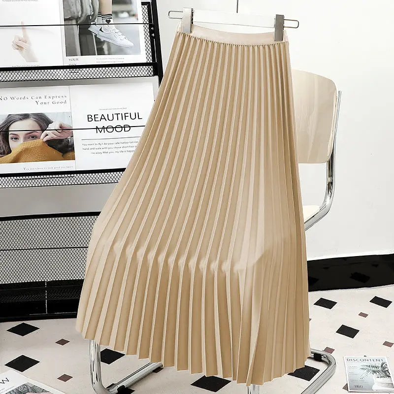 

Faion, утягивающая плиссированная юбка миди с высокой талией, женская весенне-осенняя новая свободная универсальная юбка средней длины f
