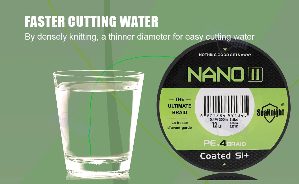 SeaKnight NANO II 4-Strang Geflochtene PE-Angelschnur 100M 300M Ultradünne Salzwasser- & Süßwasserschnur 7-15LB – Detail 12