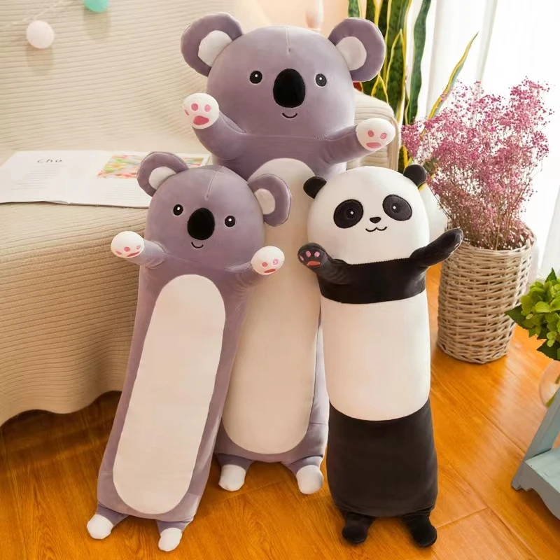 50-130cm Giant Panda Plush Toy Cylidrical Animal Bolster Pillow Koala Stuffed Plushie Children Sleeping Friend