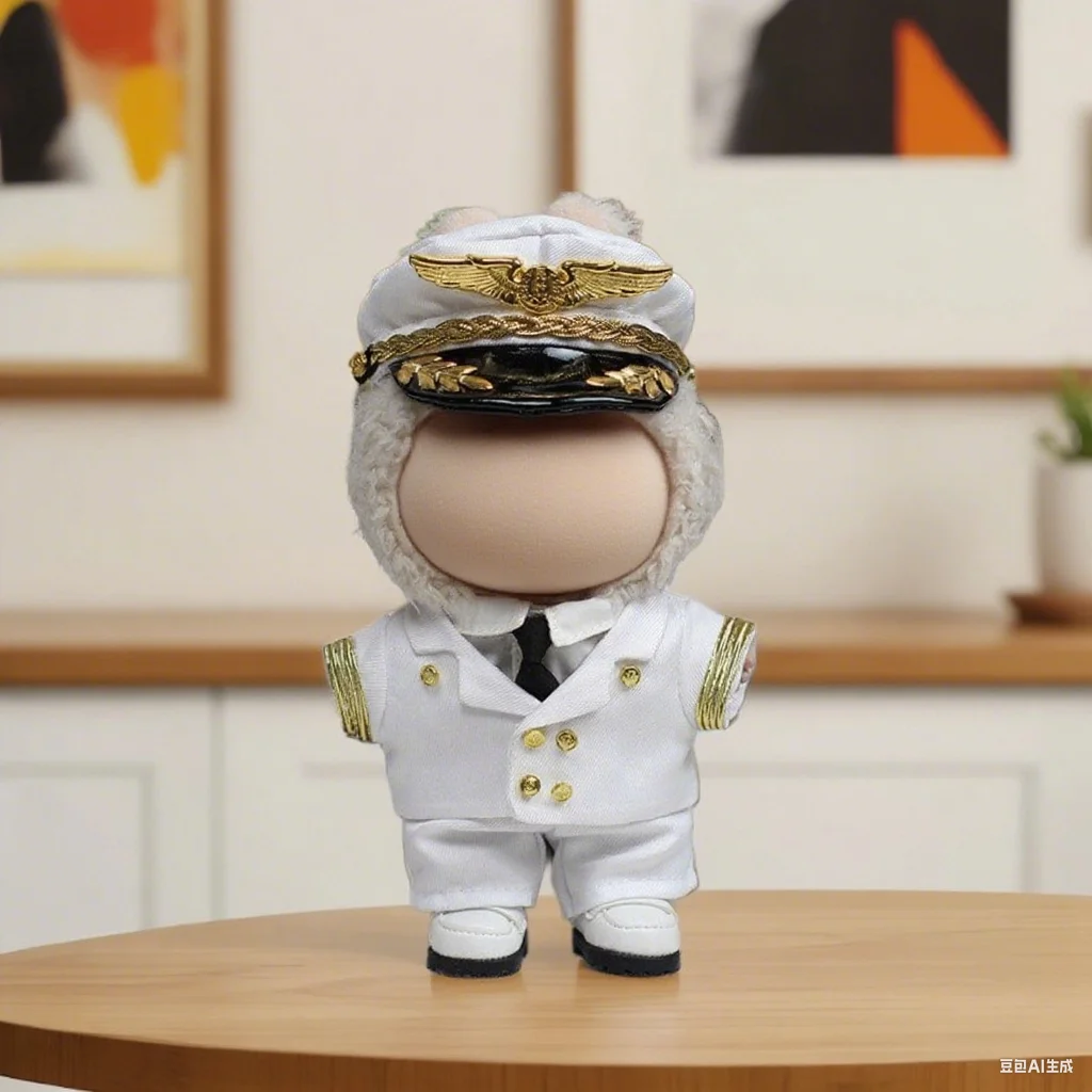 Anime Poppenkleertjes voor 17 cm Labubu Pop Outfits Designer Luxe Marine militair uniform Kleding Speelgoed Kleden Pop Accessorie-Geen schoen