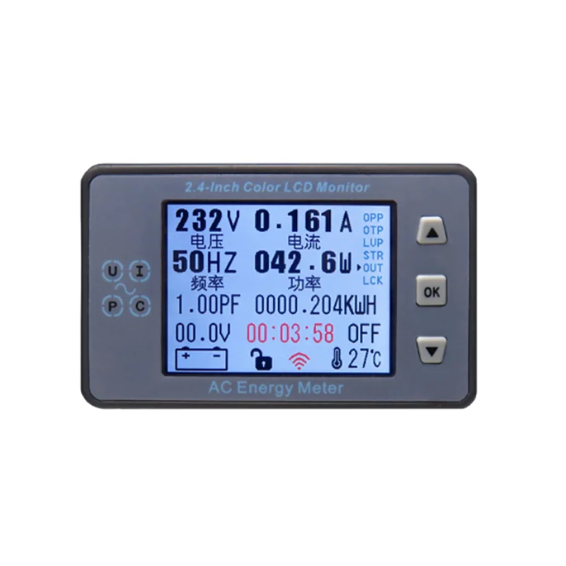 

ACT100/2.4 inch color screen wireless power monitor/multi-function AC voltage, current, electricity and frequency meter