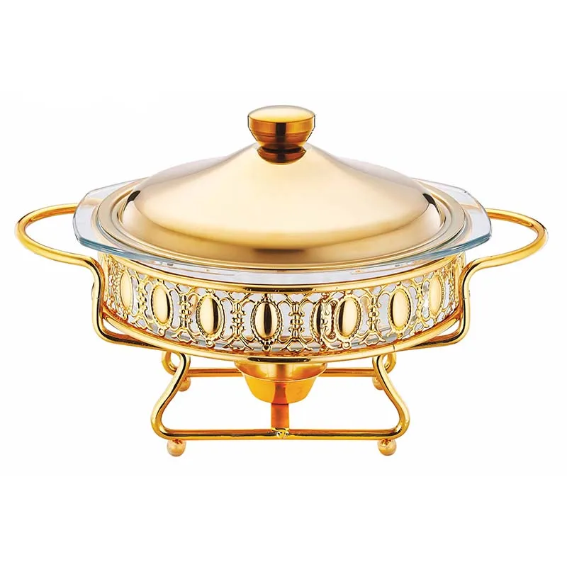 Round Buffet Food Warmer Glass Chafing Dish
