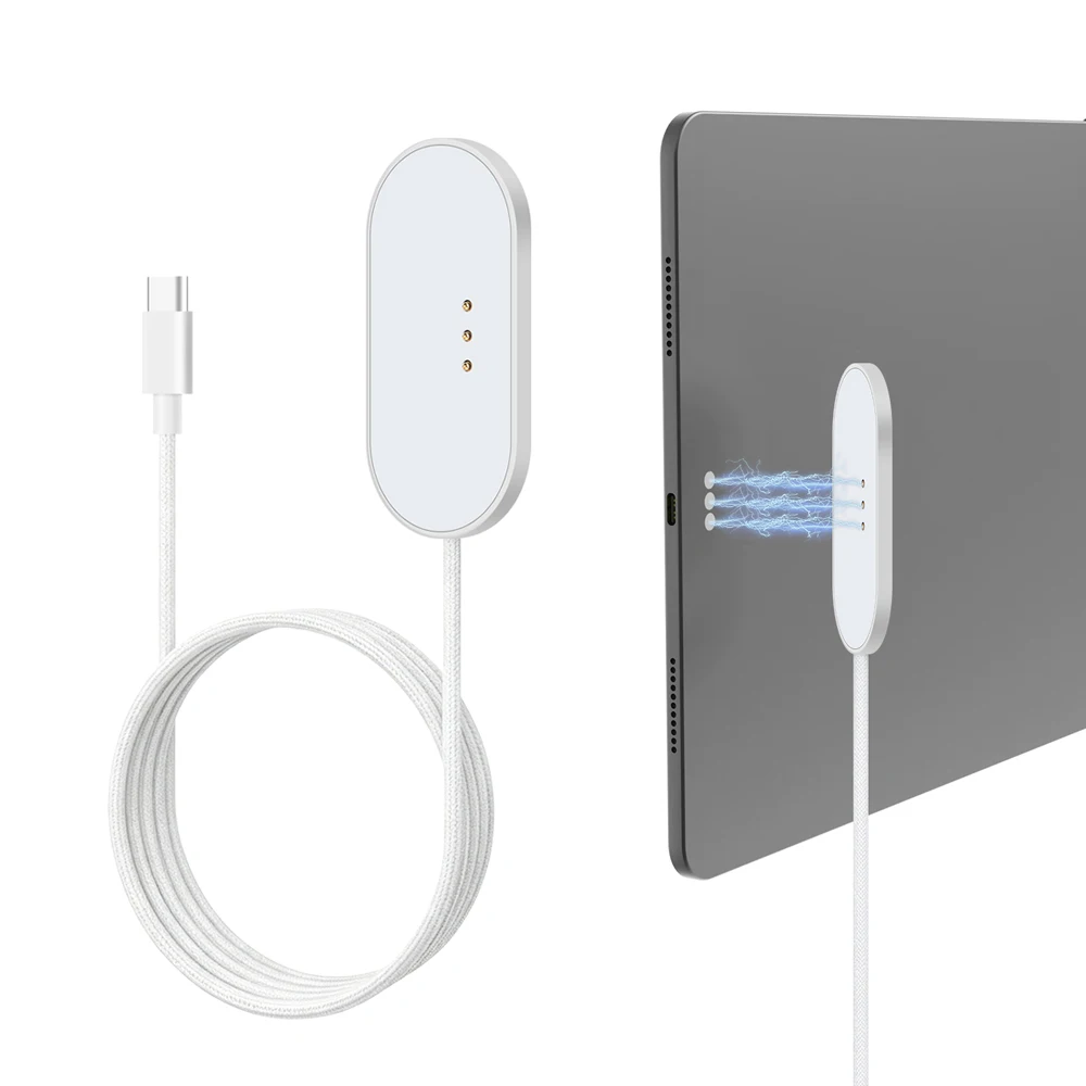 For iPad Pro/Air 13'/12.9'/11'/10.9' Magnetic Wireless Charger Fast Charging Smart Connector Charger Charging Pad W/USB-C Cable