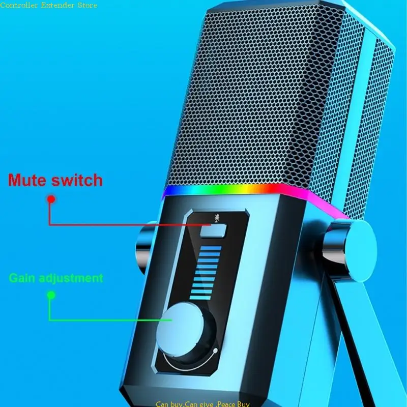 

Компьютерный игровой микрофон Настольный микрофон со светодиодной подсветкой Большая микрофонная головка 14 мм