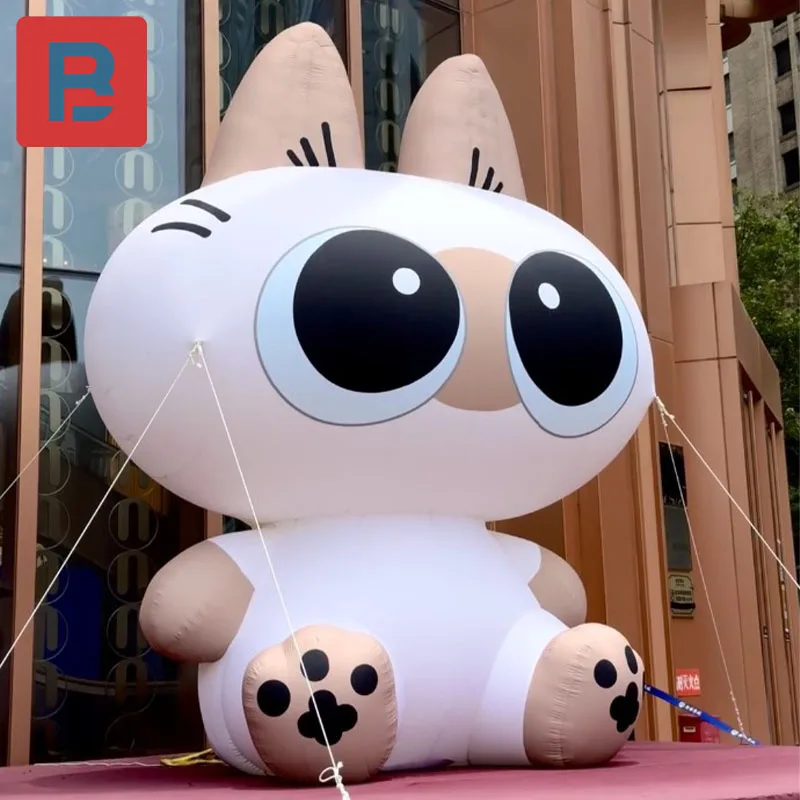 Gato inflable de dibujos animados MODELO DE AIRE, gato de la suerte de ojos grandes, gato siamés, mascota, Festival de Música de escenario, Bar, publicidad de luz nocturna