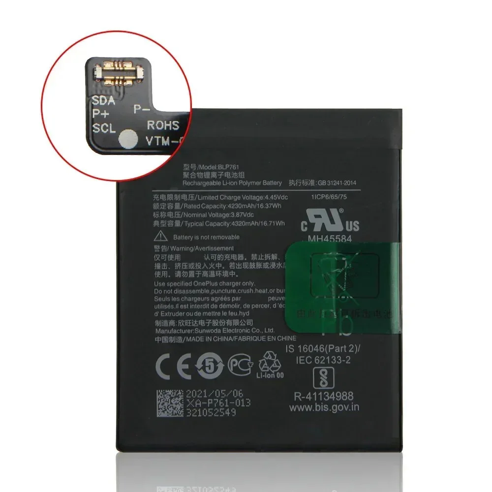 BLP761 For OnePlus 8 9pro 8T pro nord n10 n100 9 Replacement Battery BLP827 BLP759 BLP785 BLP801 BLP815 BLP813 BLP829 Batteries