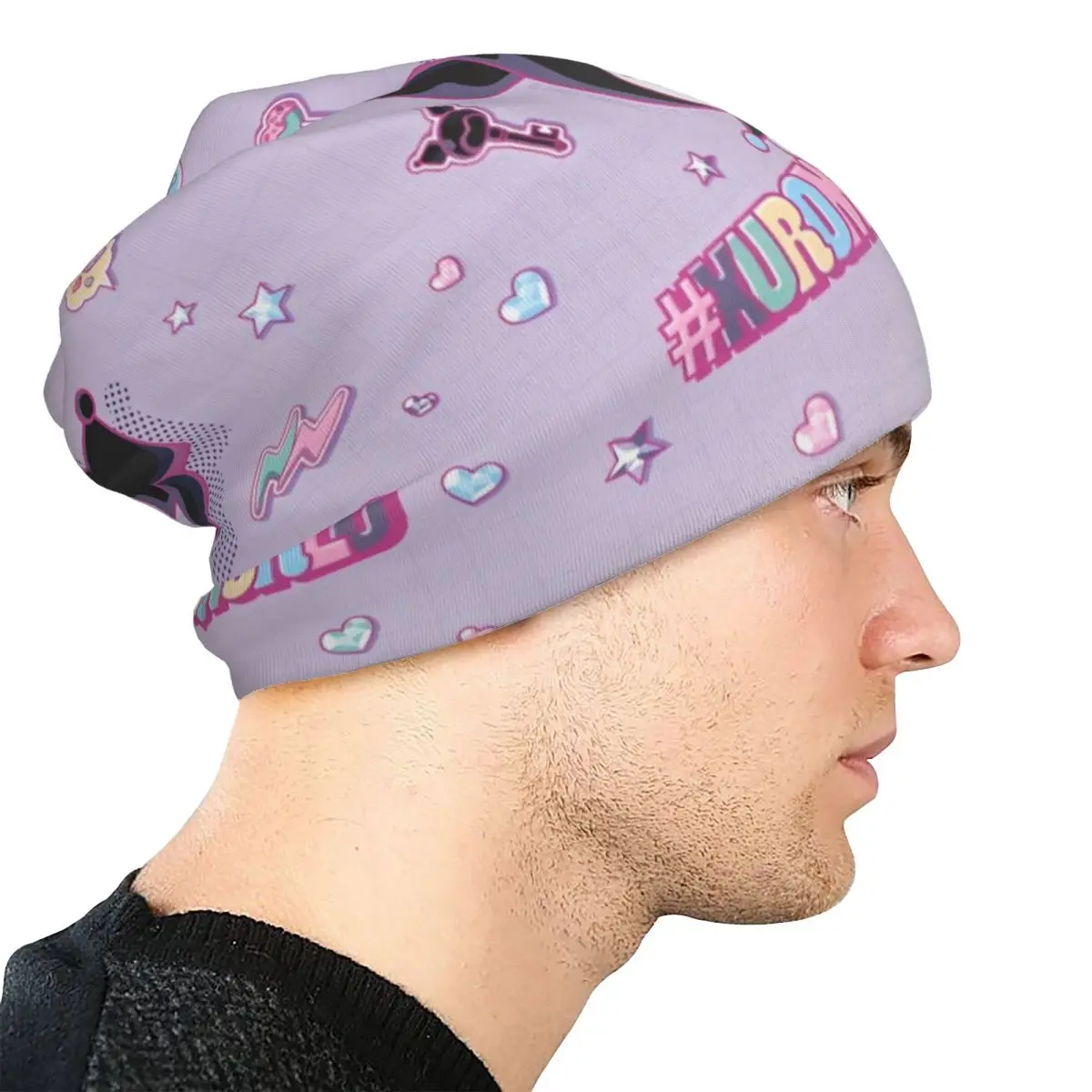 Kawaii لطيف Kuromi Skullies قبعة صغيرة سانريو الكرتون الخريف الشتاء الرجال النساء الشارع قبعات دافئة ذات الاستخدام المزدوج بونيه قبعة