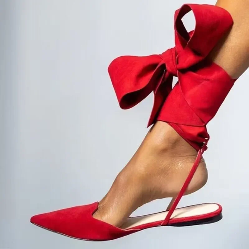 Damenschuhe im Sale 2025: Spitze Damen-Sandalen für den Sommer, flache Schnürschuhe mit Slingback und flachem Absatz