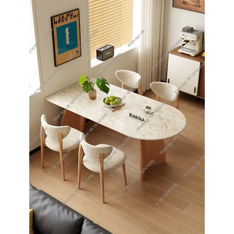 

MX Log Wind Delifeng Rock Slab Dining Table Solid Wood Ash Wood Japanese Living Room Household Dining Table