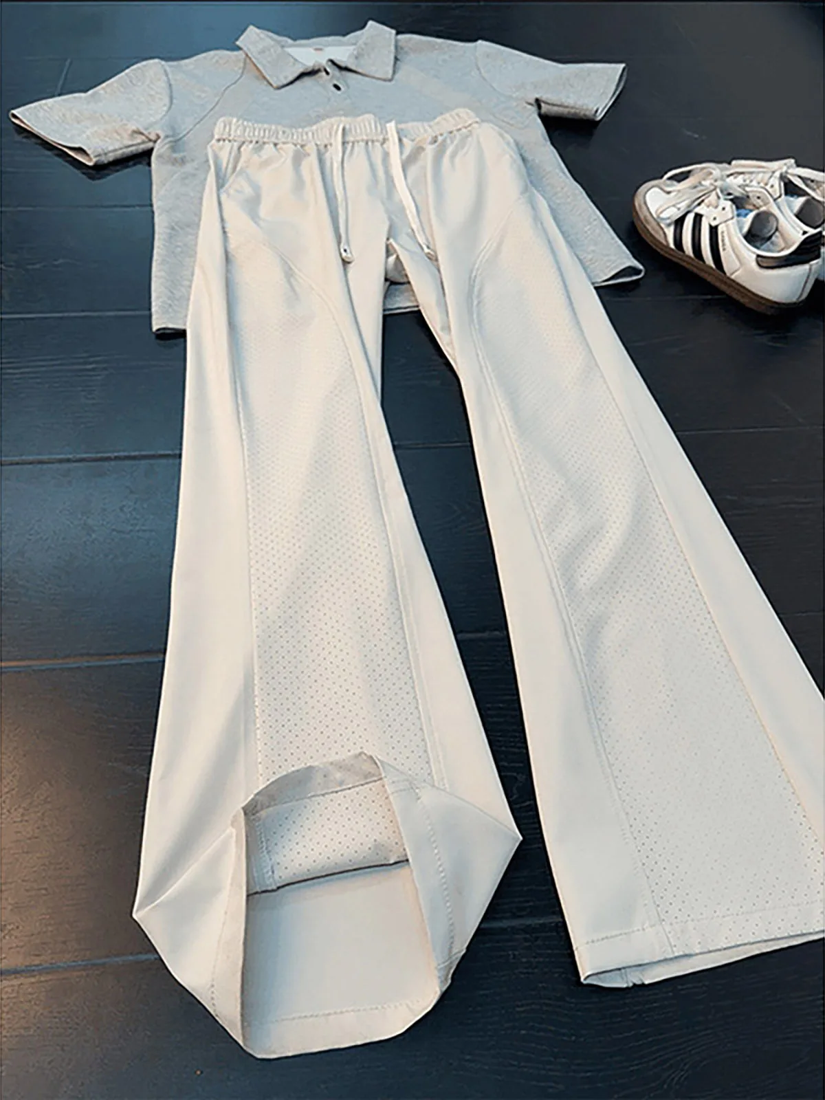 Grey Quick Dry Angle Cut Ice Silk Men's Lightweight Breathable Straight Leg Pants Casual Loose Fit Comfortable Daily Wear
