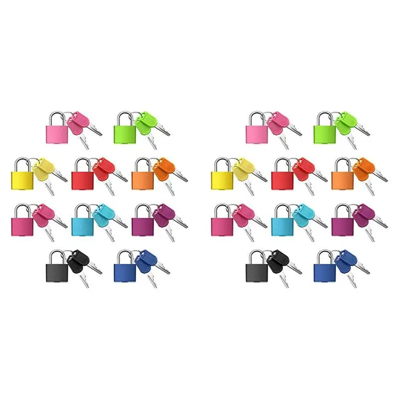 

20 Pack Suitcase Locks With Keys,Multicolor Small Luggage Padlocks Metal Padlocks For School Gym Classroom Matching Game
