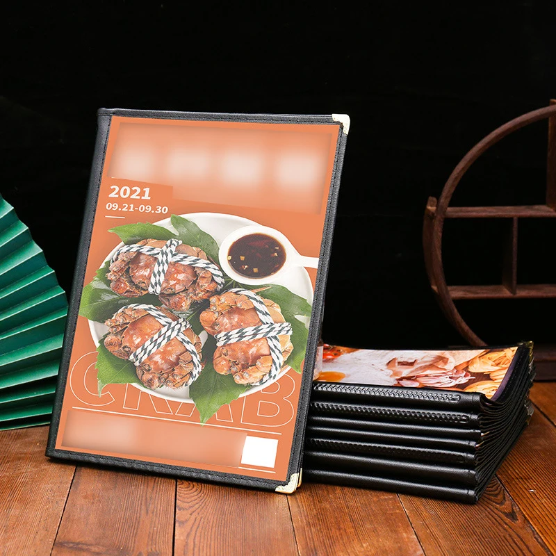 

Foldable Pvc Transparent Menu Cover A4 Metal Corners Menus Price Display Book Letter Size Reusable A4 Menu Paper Holder Kitchen