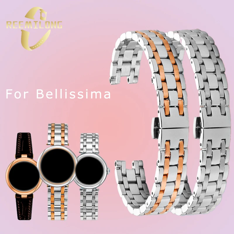 Stainless steel watchstrap 12 High-quality metal silver rose gold women watchband bracelet For Tissot Bellissima Quartz T126010A