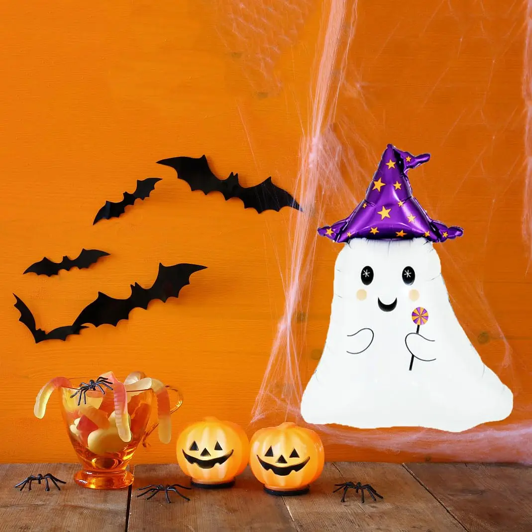 5 Stück 31,5 Zoll süße Geister-Aluminiumfolienballons, Geburtstags-, Halloween-, Spukhaus-Party-Dekorationsballons – Detail 6