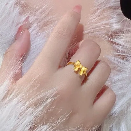 Cincin emas murni 24K Perempuan, butik AU999, cincin emas murni untuk hadiah pacar