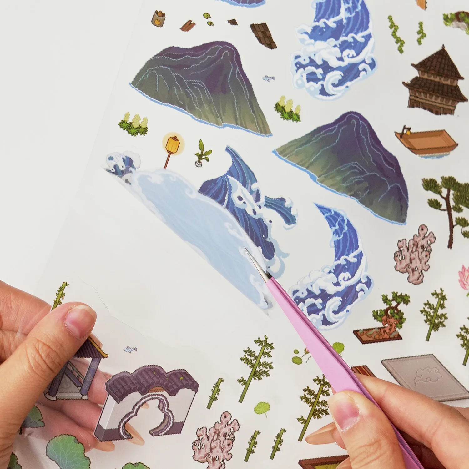 Three-Dimensional Landscaping Stickers Oriental Mythology Series Creative DIY Flat Stickers Miniature Landscaping Decompression Stickers