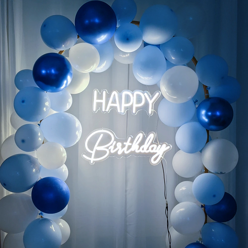 Birthday Party Neon Light 21x16 Inches Happy Birthday Neon Sign Art Wall Decor Birthday Party LED Light Up Sign