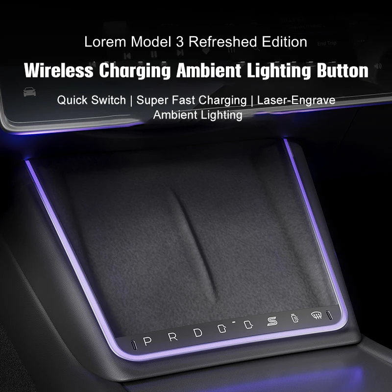 AN-01 for Tesla Model 3/Y Wireless Charging Dashboard Lighting Decorative Lamp Car Phone Non-slip Charger Mat Protective Pad