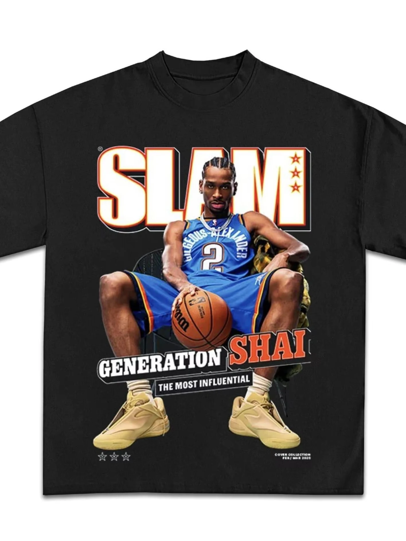 Camiseta gráfica Shai Alexander Slam de basquete de qualidade premium para adultos