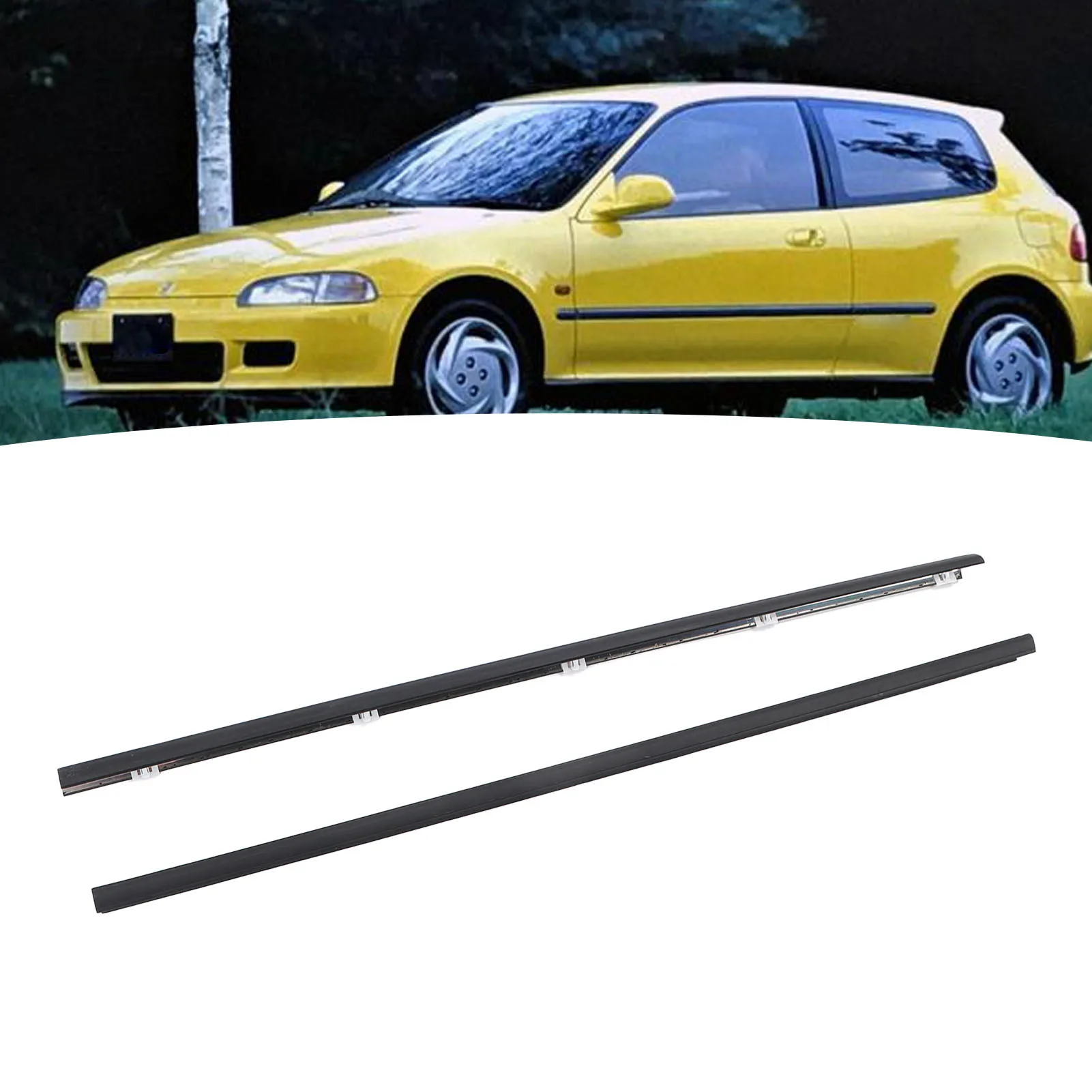 1 Pair Door Window Weatherstrip 72410‑SR3‑003 Rainwater Resistant Window Seal Belt Molding Trim for Civic 1991 to 1995 view 2