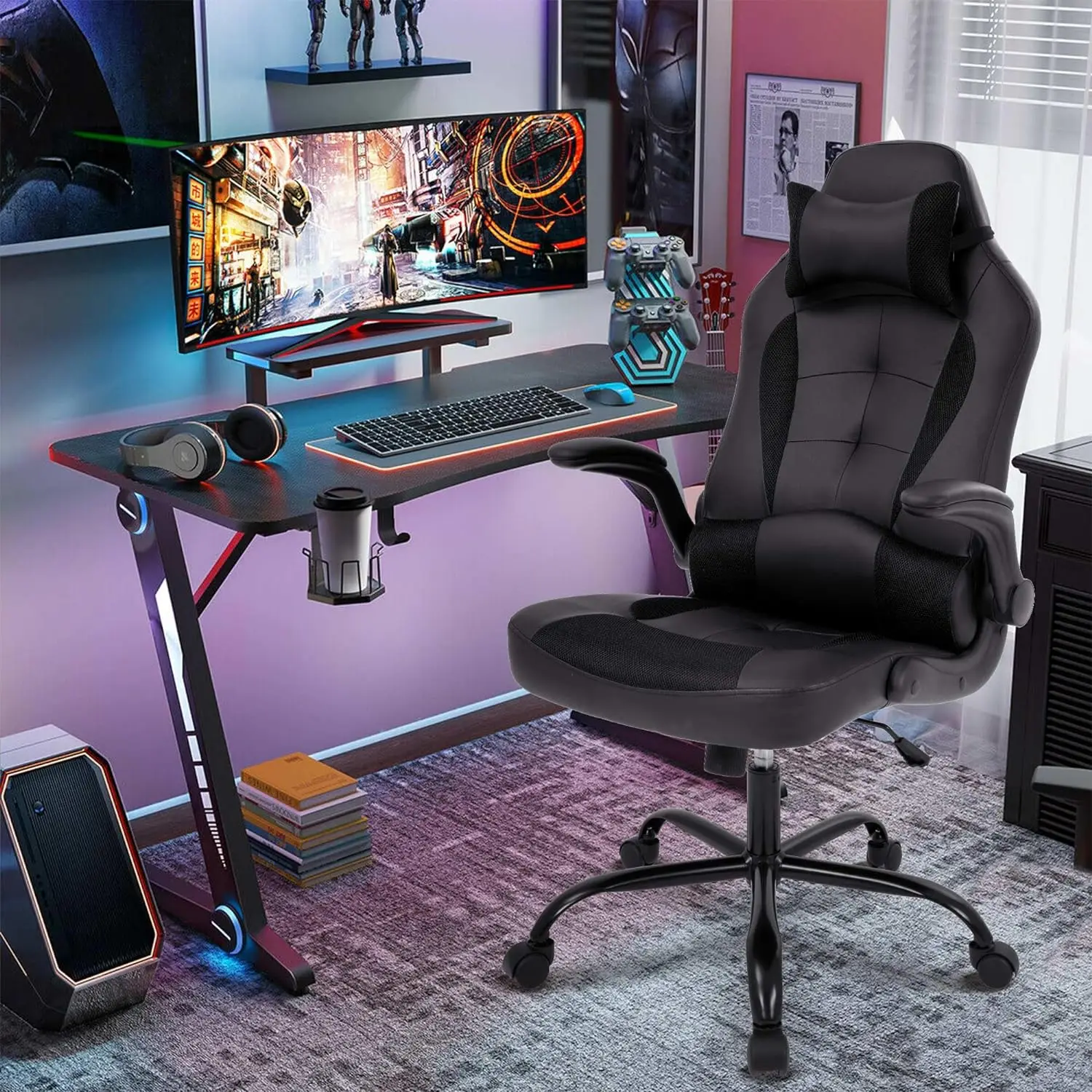 

Gaming Chair, Video Game Chair, Cheap Computer Gaming Chair PU Leather High Back PC Gaming Chair Ergonomic Racing Swivel Office