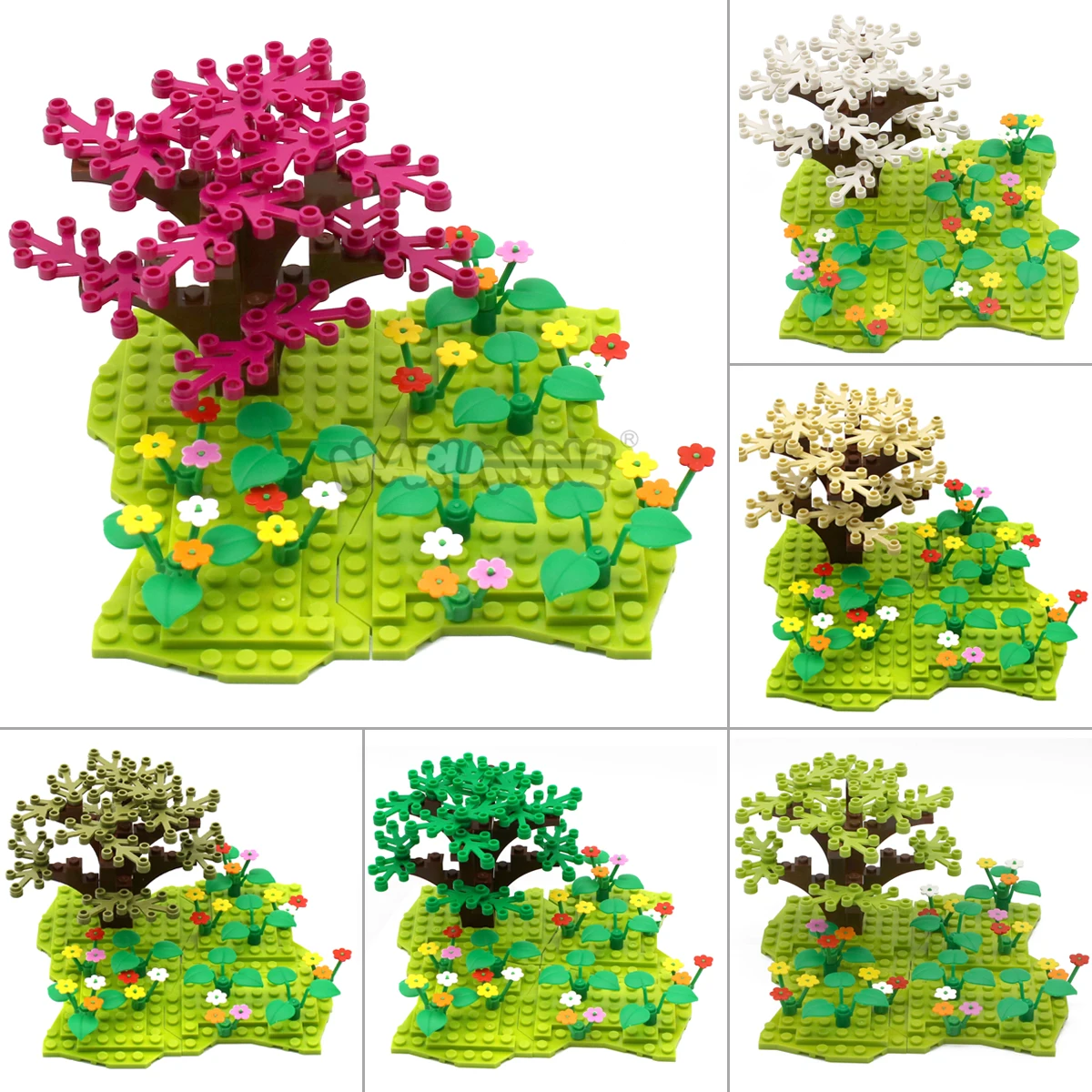 Marumine 50PCS Plant Leaves Blocks Compatible 2423 Foliage Tree Garden Parts City Strees View Classic MOC DIY Building Bricks