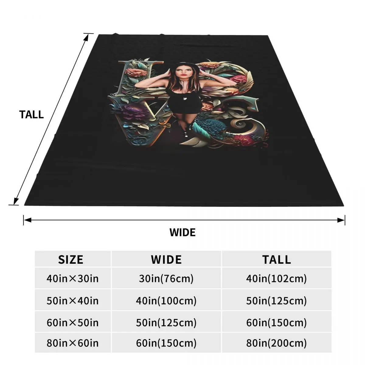 Ayliva In Liebe Flower Flannel Blankets Warm Soft Throw Blanket for Outdoor Travel Office Street Trend Bedspread Sofa Bed Cover