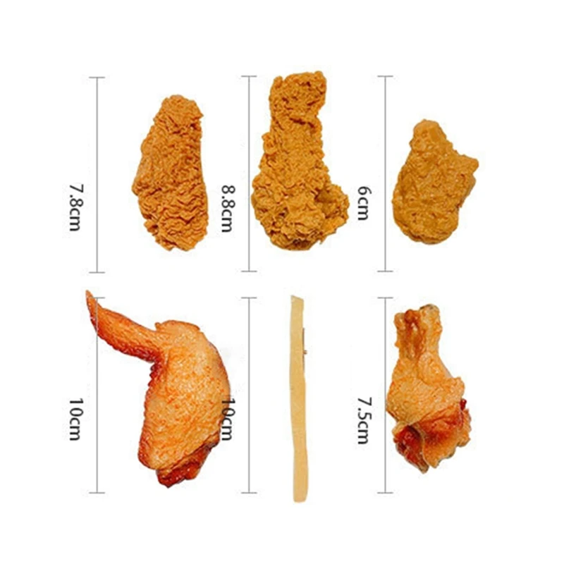 Funny Roasted Chicken Legs Crispy Wings French Fries Hair Clips Hair Simulation Food Fried Chicken Hairpin Accessories Jewelry