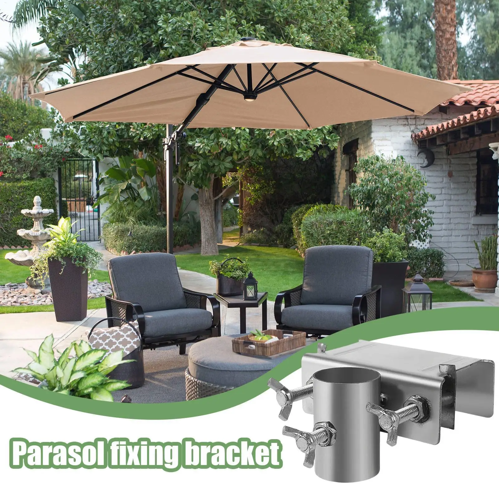 Thickened Outdoor Umbrella Stand Fixed Bracket Attachable Adjustable Bracket Base Portable Pole Stand for Fishing Camping