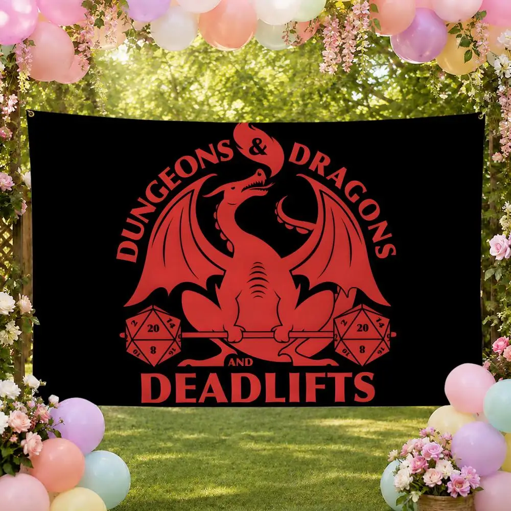 Fantasy Game D-Dungeons Dragons Flags Fan Banner Tapestry Wall Hanging Garage BarDorm Camp Party Outdoor Home Decor Gift