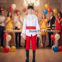 7 Pieces Prince Suit Carnival Costume Medieval Royal Prince Full Set Outfits for Halloween Birthday Party Fancy Dress Up