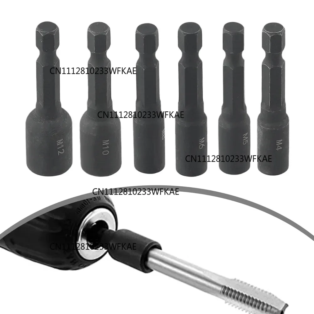 6pcs/set Tap Die Socket Adapter 4-12mm Screw Tap Socket Adapter Holder Extension Bar 1/4 Inch Hex Shank For DIY Projects