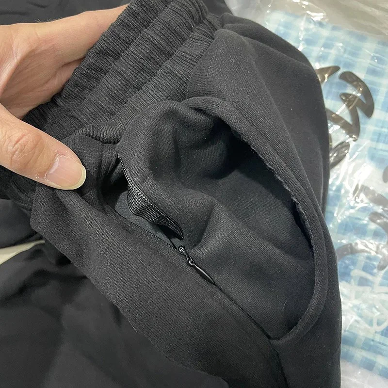2026 Men Women Classic Patch Embroidery Stitching Logo Sweatpants Best Quality Cotton Oversized Jogger Drawstring Casual Pants view 3