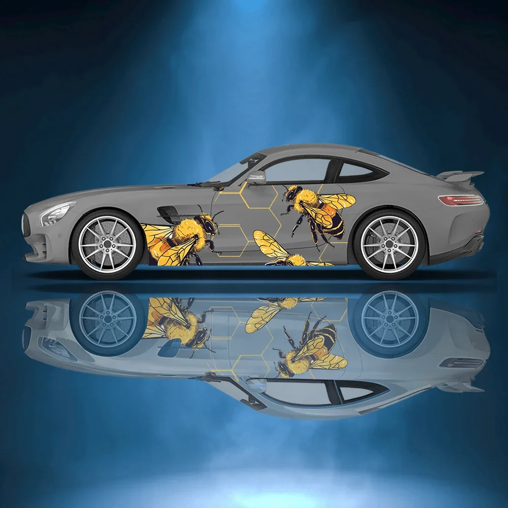 

Желтые пчелы, сотовые автомобильные виниловые наклейки, самоклеящаяся наклейка из ПВХ, подходит для грузовиков, внедорожников, украшения, автоаксессуары, подарок