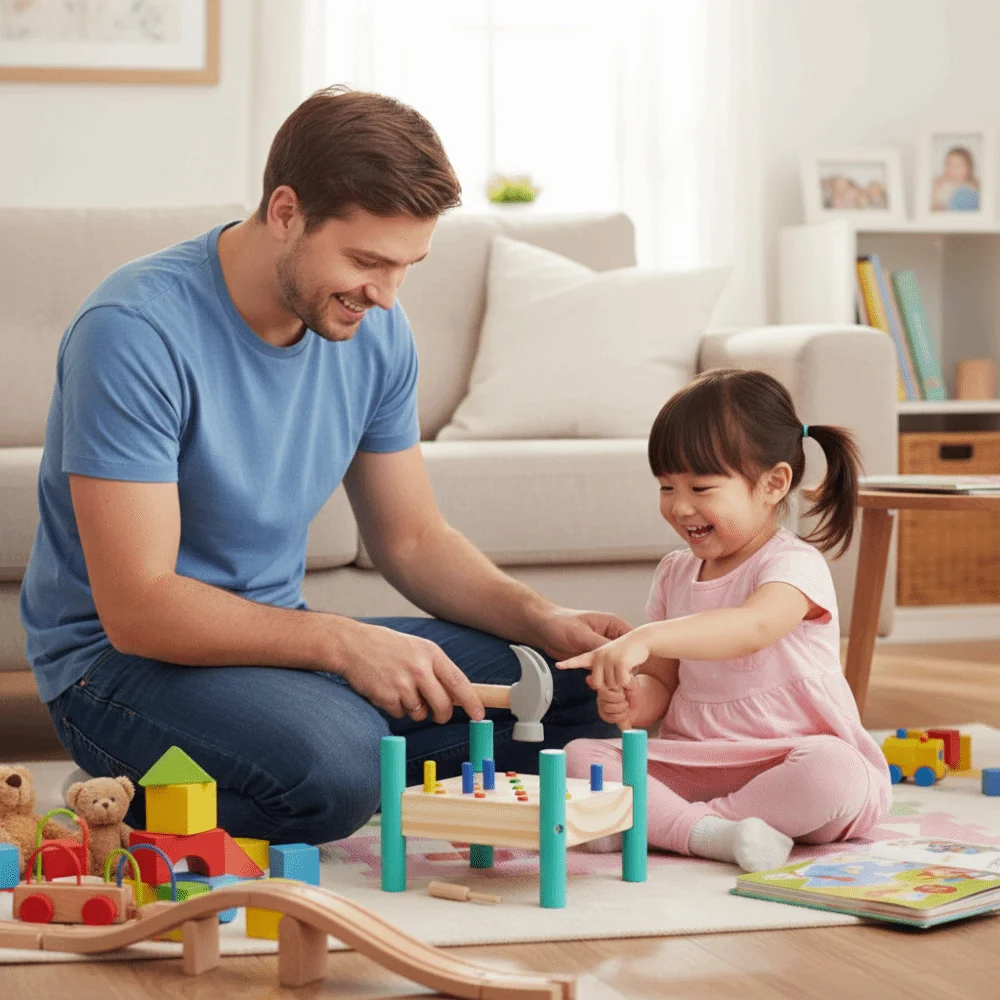 Montessori Knock Nails Werkzeug Holz Frühes Lernen Doppel Seiten Stecktafel Kunststoff Nagel Montage Werkzeug Baby Hammer Hit Holz Spielzeug
