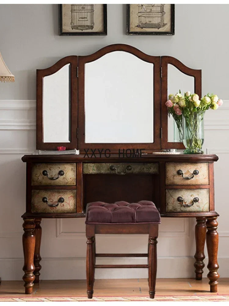 LBX American Master Bedroom Large Apartment Retro Storage Cabinet Large Mirror Studio Dresser