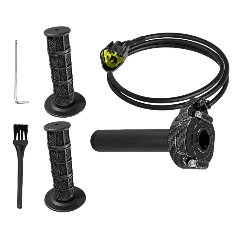 Cable-Connected Twist Grip Assembly for Electric Motorcycles with Textured Rubber Grips,Model-Specific Mounting Positio