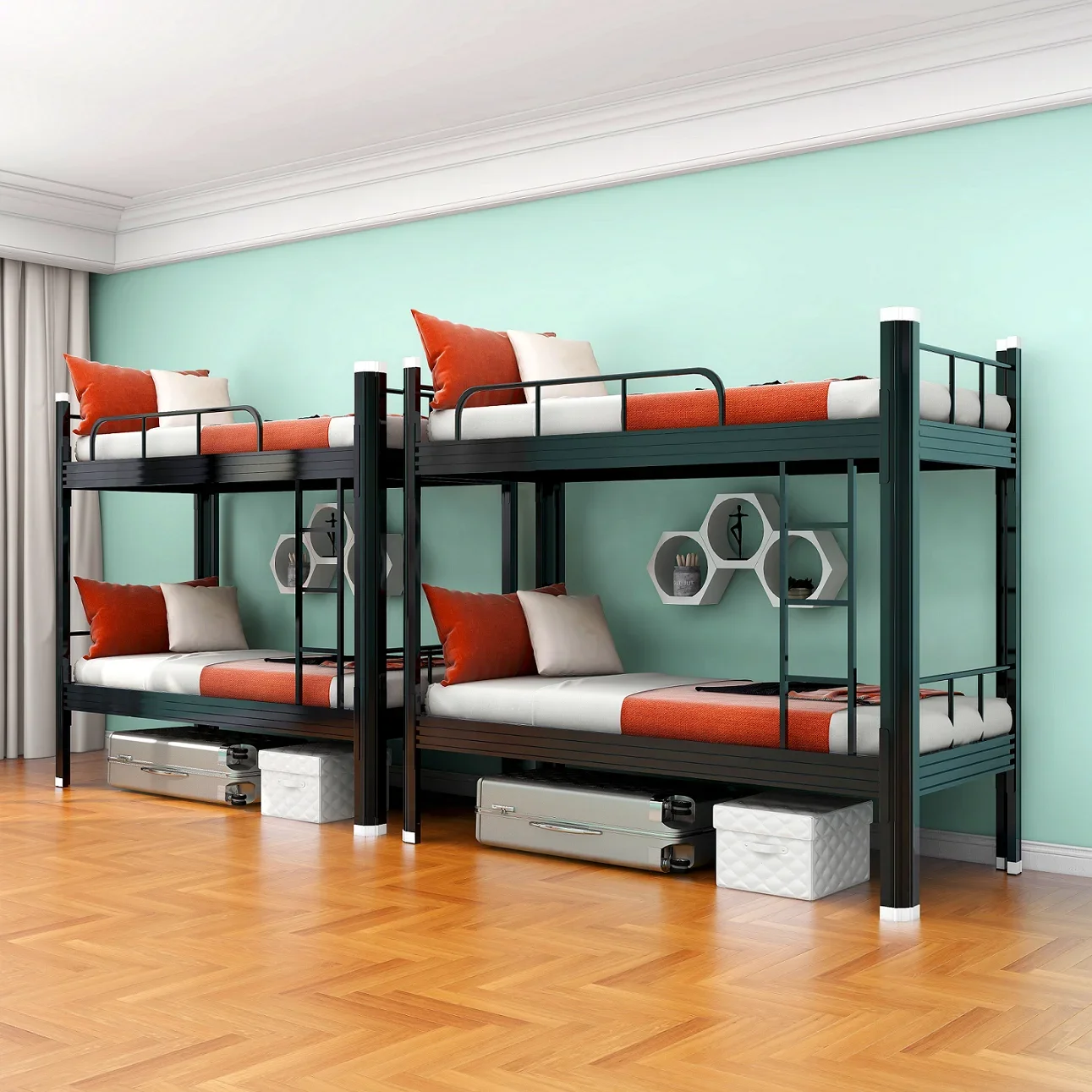 ZL Iron Bunk Bed Double-Layered Iron Bed High and Low Iron Double Bed