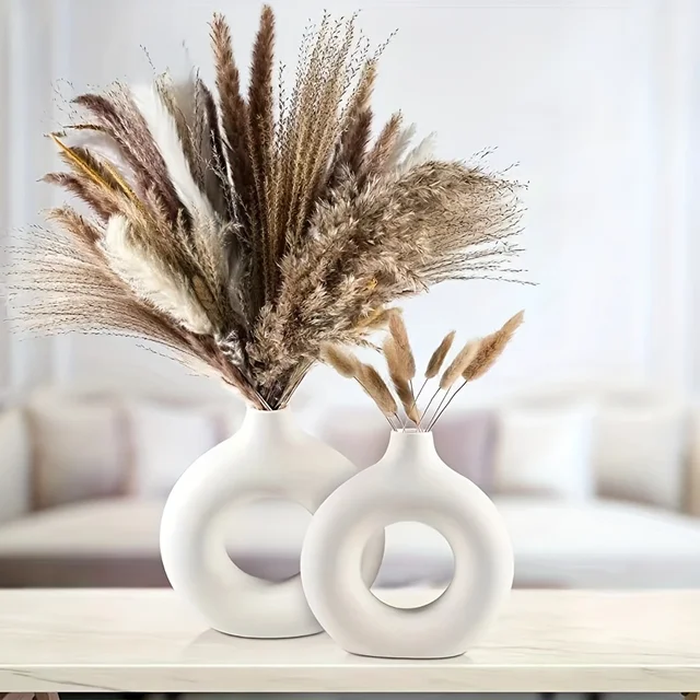 White Ceramic Vases, Modern Hollow Round Design vase 2