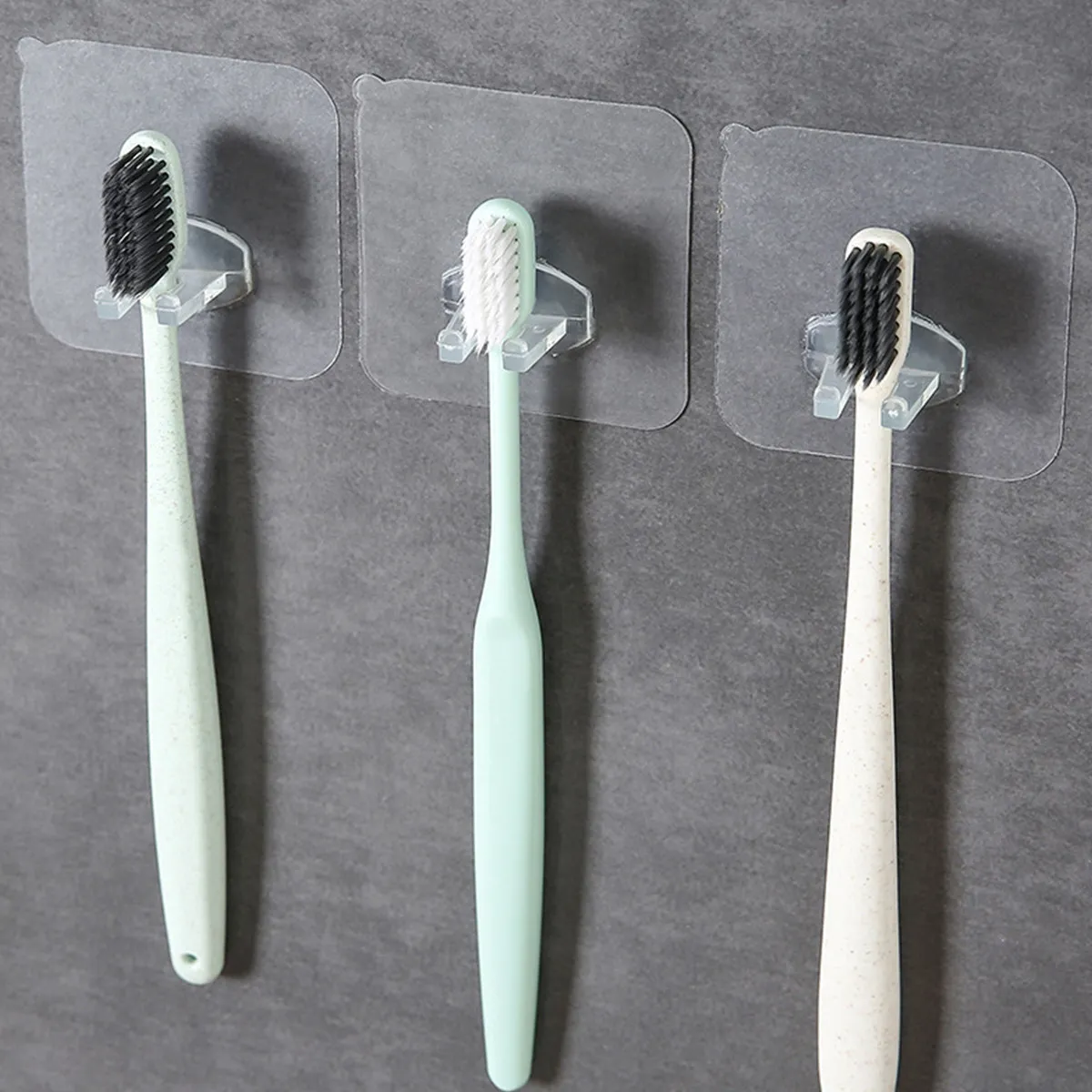 6Pcs Plastic Toothbrush Holder Self Adhesive Multi-Functional Razor Hooks Punch Free Bathroom Storage Organizer
