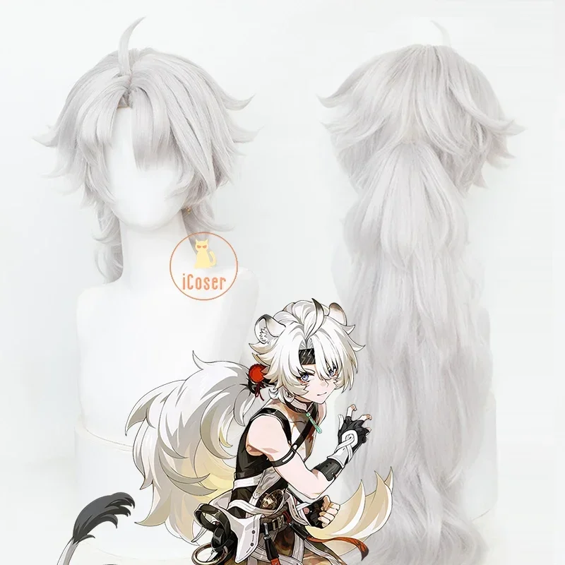 FC6Wuthering Waves Lingyang Cosplay Wig 80cm Long Gray Hair Liondance Troupe Natural Glace Resonator Jinzhou Halloween Wome@FC8！