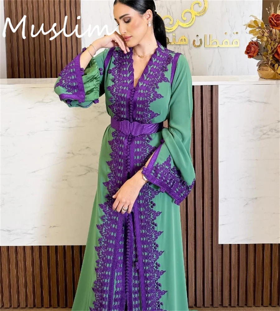 Glamour Algerian Moroccan Evening Dress Caftan Muslim Prom Dress Dubai Arabian Oriental Formal Engagement Party Gown Customized