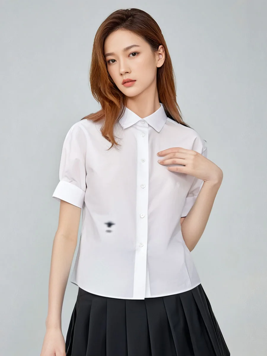 

Ele White Cotton Blend ort Sve irt Women's Loose Fit Embroidered Bee Design Summer New Sle French Sle irt