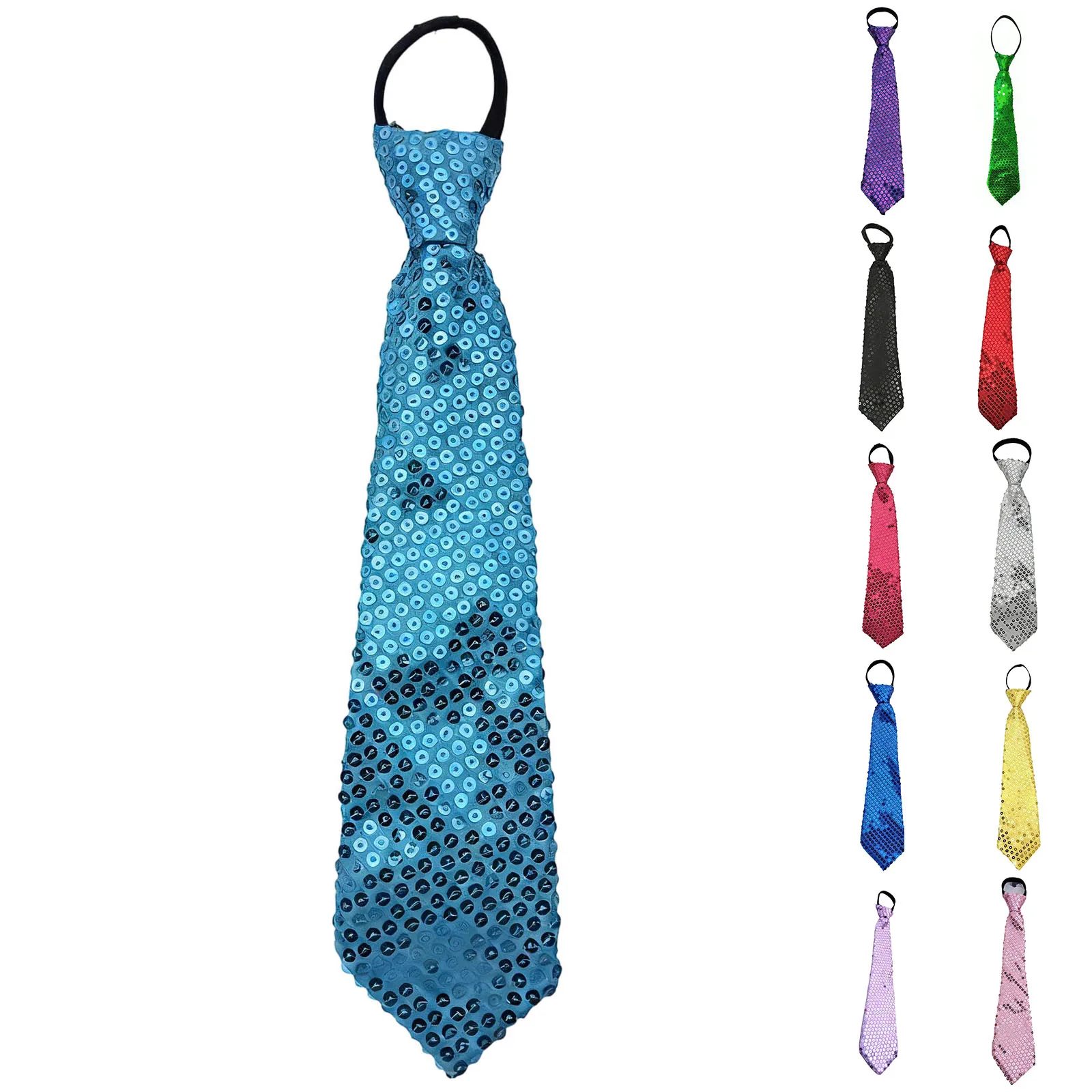 Shiny Sequins Neck Ties Men Women Stage Glitter Performance Prom Paillette Accessories Fashion Party Adjustable Necktie