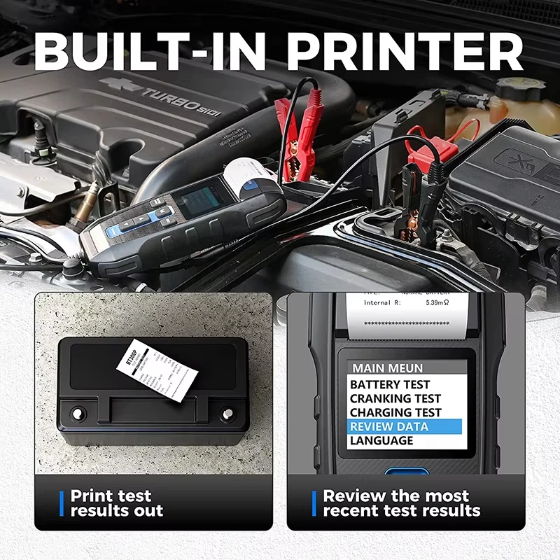 12V Digital Battery Tester with Printer – Automotive Battery Analyzer for Charging & Cranking Tests, 100–2000 CCA 6
