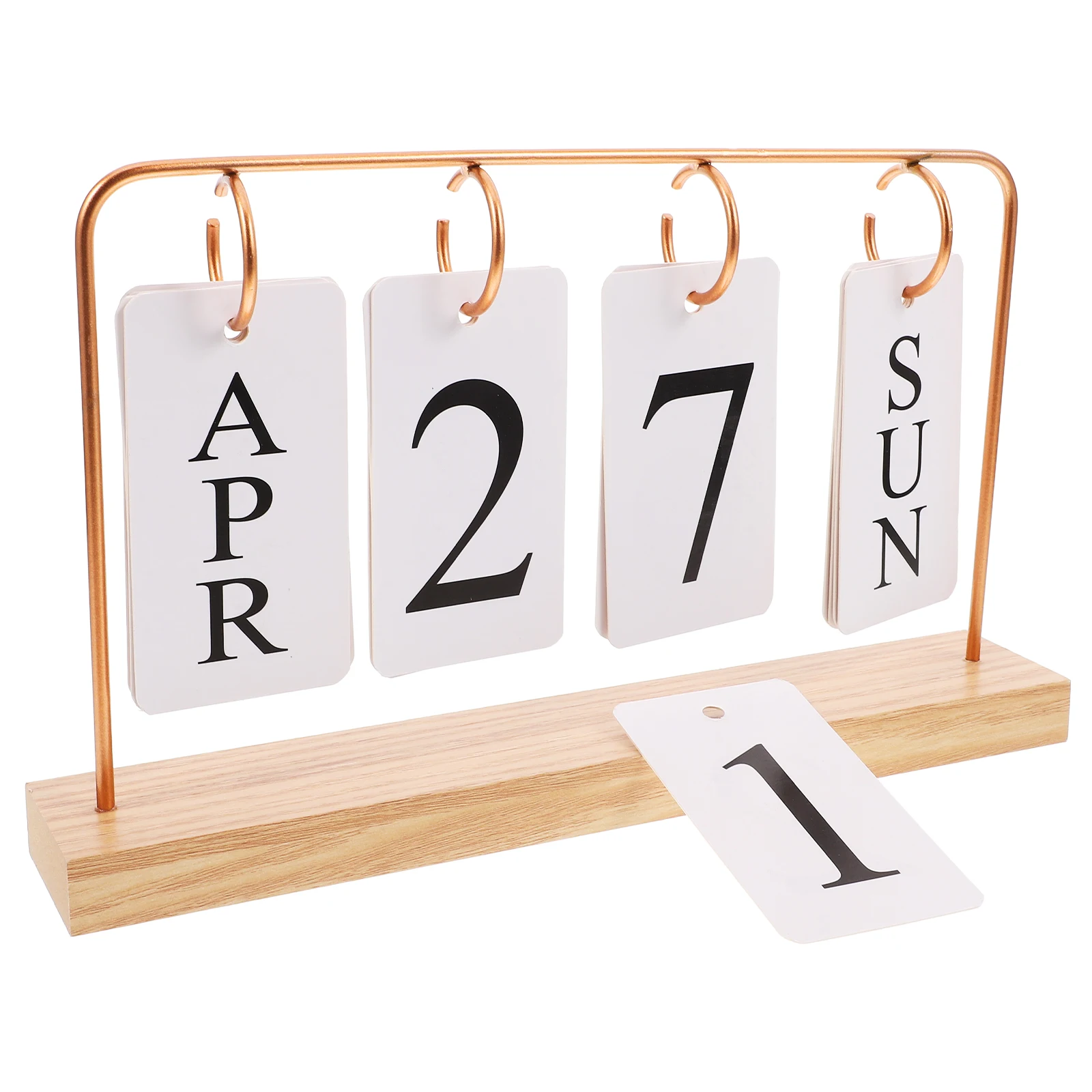

Reusable Perpetual Flip Calendar Wooden Base Iron Frame Vintage Desk Calendar For Office Home Tabletop Desktop Decoration Daily
