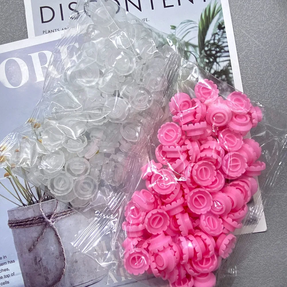 Zanse100pcs Estensione ciglia Fiore rosa Colla Ritardo Tazza Tattoo Adesivo Pigmento Titolari Innesto Ciglia Tenendo Vassoi Strumenti
