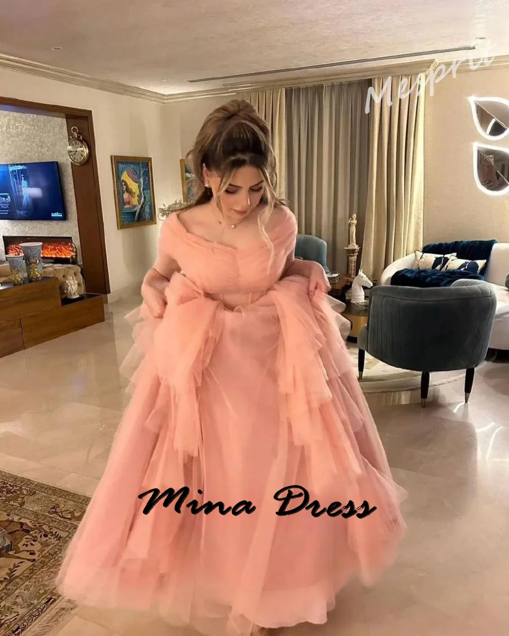 Mina Off the Shoulder Dresses for Special Events Sleeveless Elegant Woman Ceremony Dresses 2024 Stacked Woman Party Dress Es