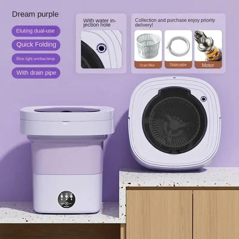 Free shipping 8L  Electric Foldable Tub Laundry Washer Portable Mini Folding Washing Machine With Spin Dry