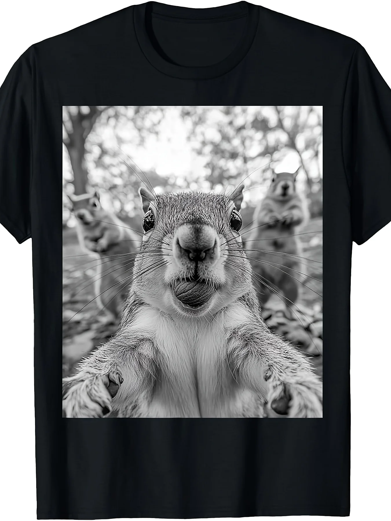 Cute Squirrel Selfie Same Men's And Women's 2025 Summer Short‑Sleeved Printed T‑Shirt Pure Cotton 220G